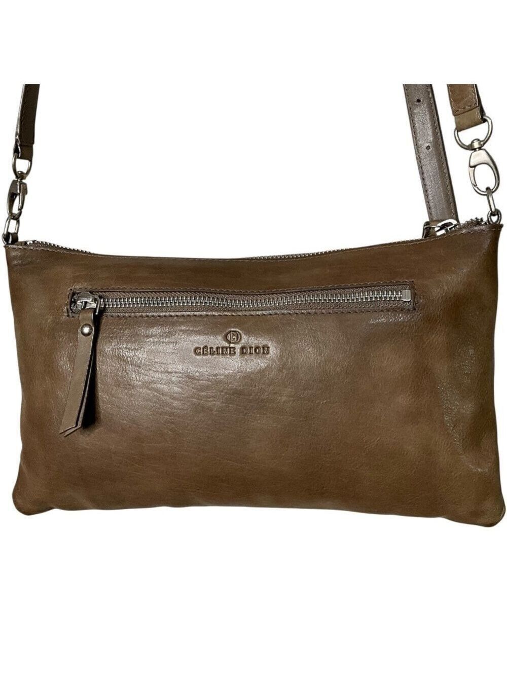 CELINE DION Genuine Leather ‘Cadence’ Crossbody / Clutch Bag Removable Strap - Picture 5 of 12
